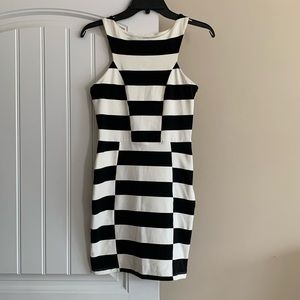 BEBE Black & White Striped Dress Y2K SMALL - RARE Hard to find!
